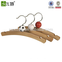 Wooden kids cartoon pants hangers with clips